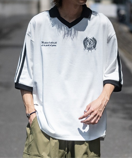 JOHN'S CLOSET(ジョンズクローゼット)の「【i】サイドライン スキッパーポロ(Tシャツ/カットソー・メンズ・ホワイト/ブラック・MEDIUM/LARGE/X-LARGE)」の2枚目の写真