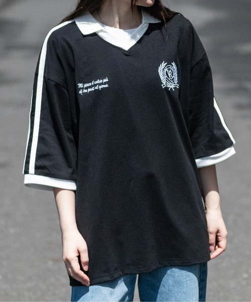 JOHN'S CLOSET(ジョンズクローゼット)の「【i】サイドライン スキッパーポロ(Tシャツ/カットソー・メンズ・ホワイト/ブラック・MEDIUM/LARGE/X-LARGE)」の6枚目の写真