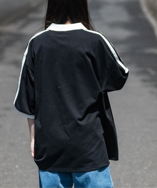 JOHN'S CLOSET(ジョンズクローゼット)の「【i】サイドライン スキッパーポロ(Tシャツ/カットソー・メンズ・ホワイト/ブラック・MEDIUM/LARGE/X-LARGE)」の4枚目の写真