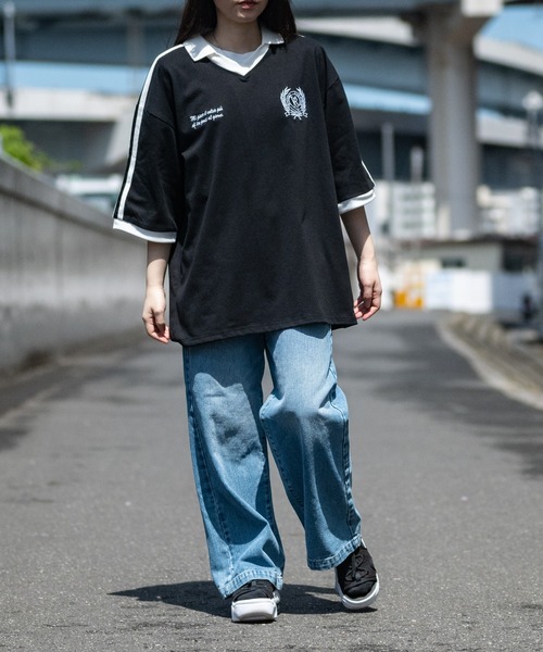 JOHN'S CLOSET(ジョンズクローゼット)の「【i】サイドライン スキッパーポロ(Tシャツ/カットソー・メンズ・ホワイト/ブラック・MEDIUM/LARGE/X-LARGE)」の7枚目の写真