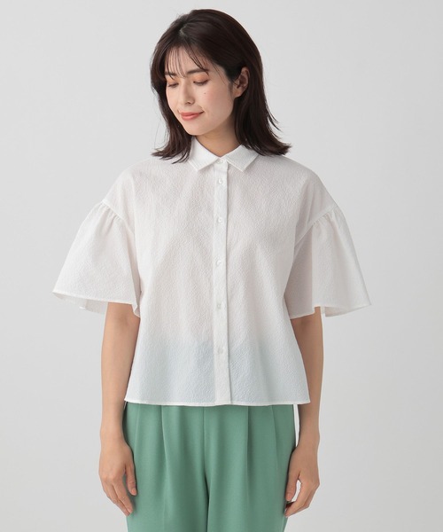 ELLIE エリー　ボリュームスリーブスウェット　ホワイト ボリュームスリーブショートニット【WHITE】 – ELLIE