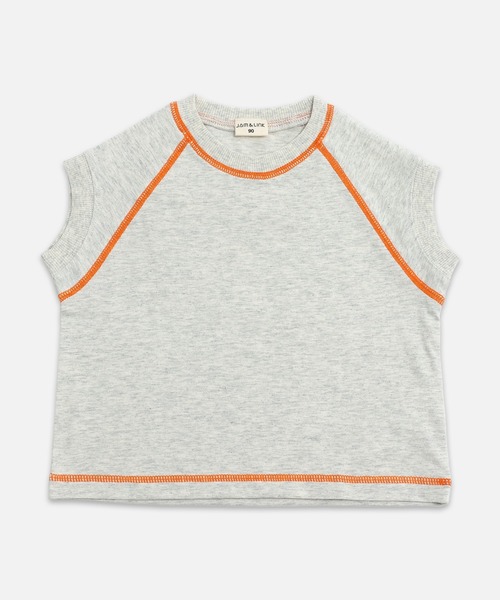 JAM & LINK(ジャムアンドリンク)の「配色ステッチ ワイドフレンチスリーブTシャツ(Tシャツ/カットソー・キッズ・ネイビー/ターコイズブルー/ブラック/ピンク/ホワイト/オートミール/パープル・90cm/100cm/160cm/150cm/140cm/130cm/120cm/110cm)」の8枚目の写真