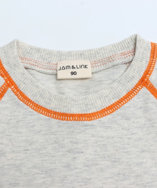 JAM & LINK(ジャムアンドリンク)の「配色ステッチ ワイドフレンチスリーブTシャツ(Tシャツ/カットソー・キッズ・ネイビー/ターコイズブルー/ブラック/ピンク/ホワイト/オートミール/パープル・90cm/100cm/160cm/150cm/140cm/130cm/120cm/110cm)」の10枚目の写真