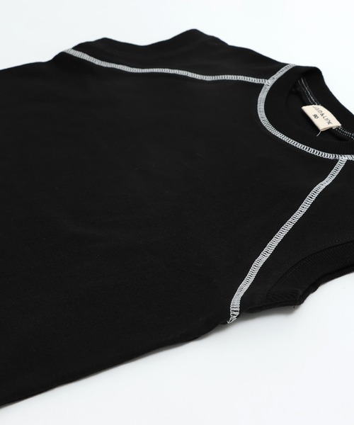 JAM & LINK(ジャムアンドリンク)の「配色ステッチ ワイドフレンチスリーブTシャツ(Tシャツ/カットソー・キッズ・ネイビー/ターコイズブルー/ブラック/ピンク/ホワイト/オートミール/パープル・90cm/100cm/160cm/150cm/140cm/130cm/120cm/110cm)」の20枚目の写真