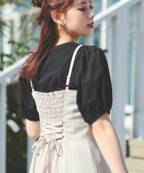 LAISSE PASSE(レッセパッセ)の「フレアーキャミワンピース(ワンピース・レディース・ダークブルー/ベージュ・SMALL/MEDIUM)」の11枚目の写真
