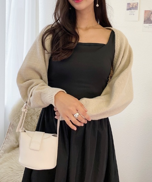 VIVID LADY(ビビッドレディー)の「ニットボレロカーディガン レディース 長袖(カーディガン/ボレロ・レディース・ブラック/ベージュ/ミント・FREE)」の20枚目の写真
