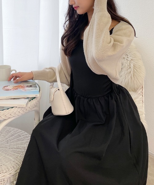 VIVID LADY(ビビッドレディー)の「ニットボレロカーディガン レディース 長袖(カーディガン/ボレロ・レディース・ブラック/ベージュ/ミント・FREE)」の18枚目の写真