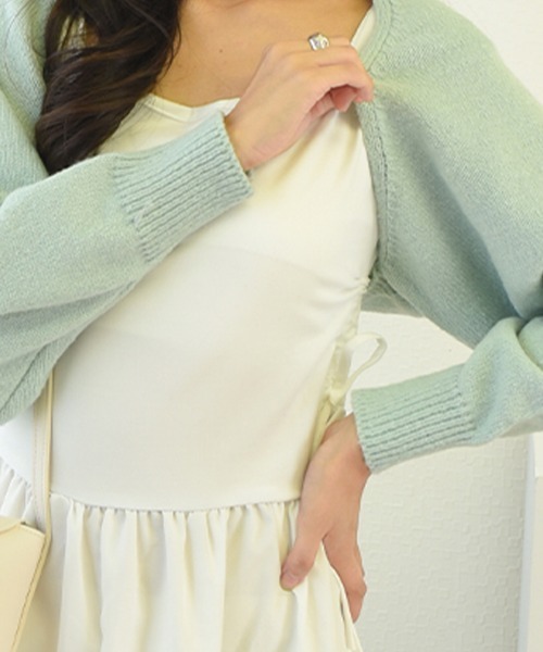 VIVID LADY(ビビッドレディー)の「ニットボレロカーディガン レディース 長袖(カーディガン/ボレロ・レディース・ブラック/ベージュ/ミント・FREE)」の16枚目の写真