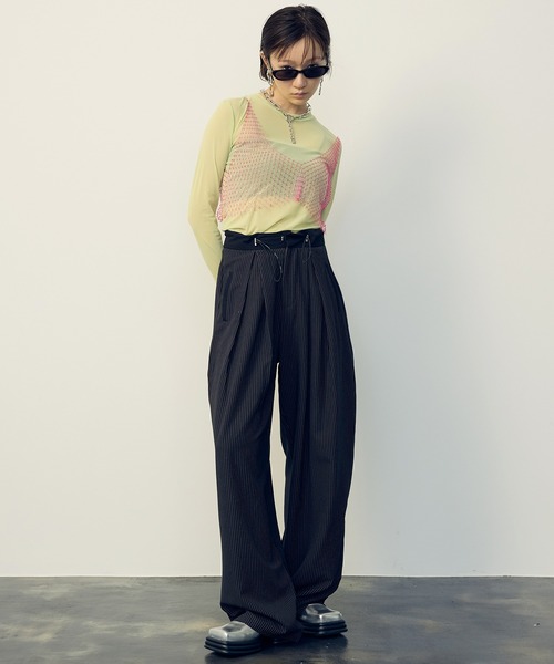 uyu.(ウユ)の「シアーメッシュ メローカットソー(Tシャツ/カットソー・レディース・ブラック/グリーン/ブルー/ピンク/ホワイト・FREE)」の15枚目の写真