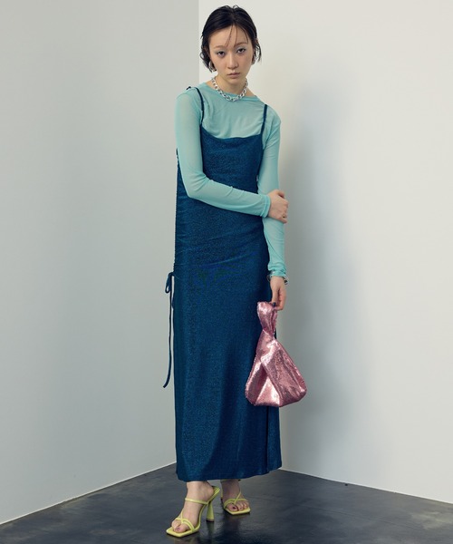 uyu.(ウユ)の「シアーメッシュ メローカットソー(Tシャツ/カットソー・レディース・ブラック/グリーン/ブルー/ピンク/ホワイト・FREE)」の12枚目の写真