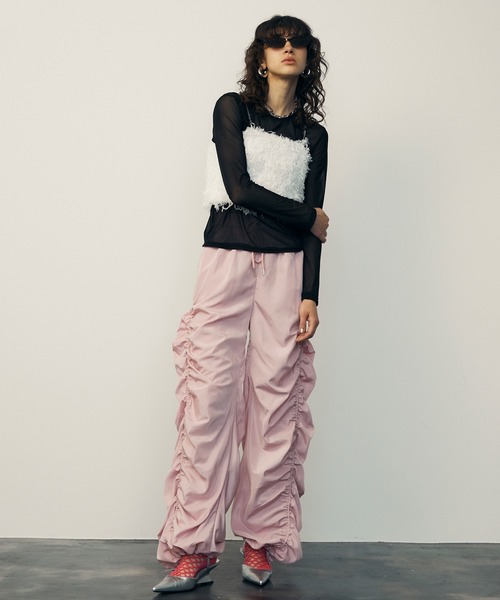 uyu.(ウユ)の「シアーメッシュ メローカットソー(Tシャツ/カットソー・レディース・ブラック/グリーン/ブルー/ピンク/ホワイト・FREE)」の9枚目の写真