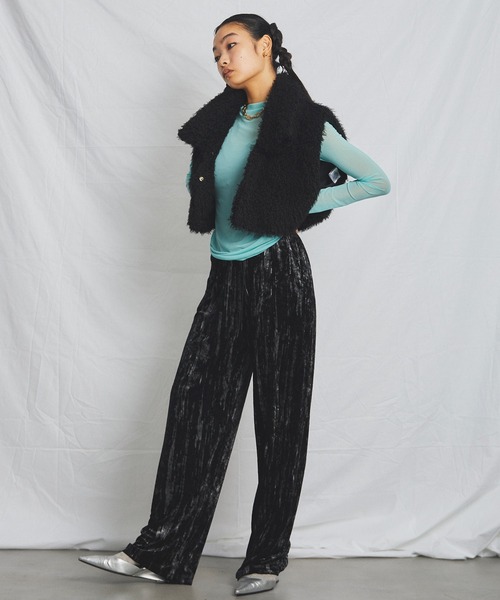 uyu.(ウユ)の「シアーメッシュ メローカットソー(Tシャツ/カットソー・レディース・ブラック/グリーン/ブルー/ピンク/ホワイト・FREE)」の20枚目の写真