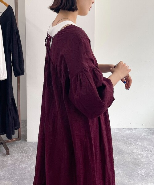 fredy emue（フレディエミュ）の「コットンジャガードワンピース（ワンピース・レディース・オフホワイト/ブラック/ブラウン・38）」の5枚目の写真