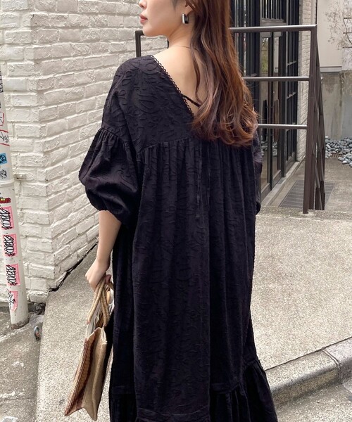 fredy emue（フレディエミュ）の「コットンジャガードワンピース（ワンピース・レディース・オフホワイト/ブラック/ブラウン・38）」の19枚目の写真