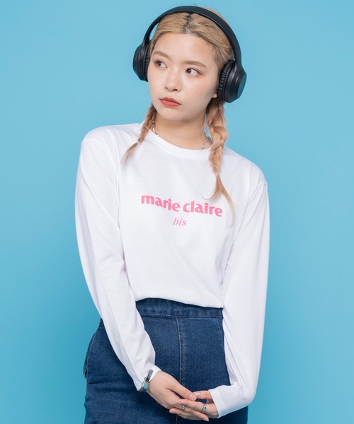 marie claire bis(マリクレール ビス)の「【別注】WEB限定 marie claire bis/マリ・クレール ビス ブランド デザイン ロゴ ラバープリント ラウンド裾 長袖 Tシャツ(Tシャツ/カットソー・レディース・ネイビー系1/ブラック系1/ネイビー系2/ブラック系2/ホワイト系3/ホワイト系2/ホワイト系1・L/M/S)」の3枚目の写真