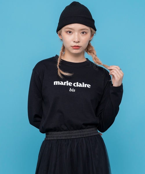 marie claire bis(マリクレール ビス)の「【別注】WEB限定 marie claire bis/マリ・クレール ビス ブランド デザイン ロゴ ラバープリント ラウンド裾 長袖 Tシャツ(Tシャツ/カットソー・レディース・ネイビー系1/ブラック系1/ネイビー系2/ブラック系2/ホワイト系3/ホワイト系2/ホワイト系1・L/M/S)」の4枚目の写真