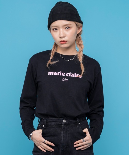 marie claire bis(マリクレール ビス)の「【別注】WEB限定 marie claire bis/マリ・クレール ビス ブランド デザイン ロゴ ラバープリント ラウンド裾 長袖 Tシャツ(Tシャツ/カットソー・レディース・ネイビー系1/ブラック系1/ネイビー系2/ブラック系2/ホワイト系3/ホワイト系2/ホワイト系1・L/M/S)」の5枚目の写真