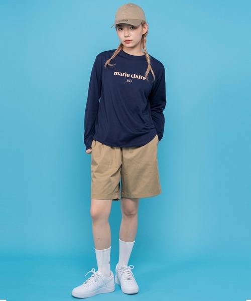 marie claire bis(マリクレール ビス)の「【別注】WEB限定 marie claire bis/マリ・クレール ビス ブランド デザイン ロゴ ラバープリント ラウンド裾 長袖 Tシャツ(Tシャツ/カットソー・レディース・ネイビー系1/ブラック系1/ネイビー系2/ブラック系2/ホワイト系3/ホワイト系2/ホワイト系1・L/M/S)」の20枚目の写真