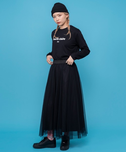 marie claire bis(マリクレール ビス)の「【別注】WEB限定 marie claire bis/マリ・クレール ビス ブランド デザイン ロゴ ラバープリント ラウンド裾 長袖 Tシャツ(Tシャツ/カットソー・レディース・ネイビー系1/ブラック系1/ネイビー系2/ブラック系2/ホワイト系3/ホワイト系2/ホワイト系1・L/M/S)」の15枚目の写真