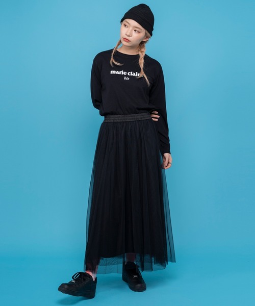 marie claire bis(マリクレール ビス)の「【別注】WEB限定 marie claire bis/マリ・クレール ビス ブランド デザイン ロゴ ラバープリント ラウンド裾 長袖 Tシャツ(Tシャツ/カットソー・レディース・ネイビー系1/ブラック系1/ネイビー系2/ブラック系2/ホワイト系3/ホワイト系2/ホワイト系1・L/M/S)」の14枚目の写真