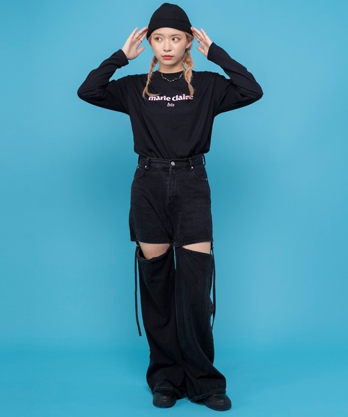 marie claire bis(マリクレール ビス)の「【別注】WEB限定 marie claire bis/マリ・クレール ビス ブランド デザイン ロゴ ラバープリント ラウンド裾 長袖 Tシャツ(Tシャツ/カットソー・レディース・ネイビー系1/ブラック系1/ネイビー系2/ブラック系2/ホワイト系3/ホワイト系2/ホワイト系1・L/M/S)」の16枚目の写真