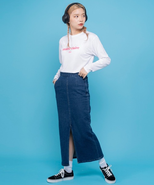 marie claire bis(マリクレール ビス)の「【別注】WEB限定 marie claire bis/マリ・クレール ビス ブランド デザイン ロゴ ラバープリント ラウンド裾 長袖 Tシャツ(Tシャツ/カットソー・レディース・ネイビー系1/ブラック系1/ネイビー系2/ブラック系2/ホワイト系3/ホワイト系2/ホワイト系1・L/M/S)」の13枚目の写真