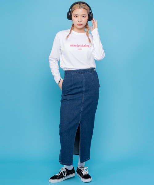 marie claire bis(マリクレール ビス)の「【別注】WEB限定 marie claire bis/マリ・クレール ビス ブランド デザイン ロゴ ラバープリント ラウンド裾 長袖 Tシャツ(Tシャツ/カットソー・レディース・ネイビー系1/ブラック系1/ネイビー系2/ブラック系2/ホワイト系3/ホワイト系2/ホワイト系1・L/M/S)」の12枚目の写真