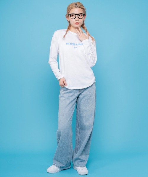 marie claire bis(マリクレール ビス)の「【別注】WEB限定 marie claire bis/マリ・クレール ビス ブランド デザイン ロゴ ラバープリント ラウンド裾 長袖 Tシャツ(Tシャツ/カットソー・レディース・ネイビー系1/ブラック系1/ネイビー系2/ブラック系2/ホワイト系3/ホワイト系2/ホワイト系1・L/M/S)」の10枚目の写真
