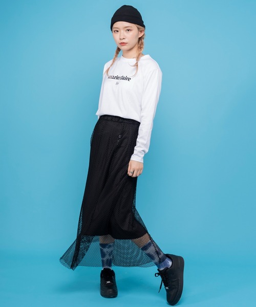 marie claire bis(マリクレール ビス)の「【別注】WEB限定 marie claire bis/マリ・クレール ビス ブランド デザイン ロゴ ラバープリント ラウンド裾 長袖 Tシャツ(Tシャツ/カットソー・レディース・ネイビー系1/ブラック系1/ネイビー系2/ブラック系2/ホワイト系3/ホワイト系2/ホワイト系1・L/M/S)」の8枚目の写真