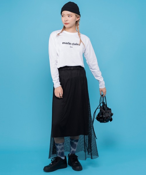 marie claire bis(マリクレール ビス)の「【別注】WEB限定 marie claire bis/マリ・クレール ビス ブランド デザイン ロゴ ラバープリント ラウンド裾 長袖 Tシャツ(Tシャツ/カットソー・レディース・ネイビー系1/ブラック系1/ネイビー系2/ブラック系2/ホワイト系3/ホワイト系2/ホワイト系1・L/M/S)」の9枚目の写真