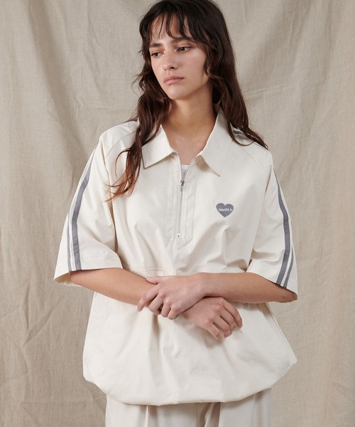 ONCILY(オンシェリー)の「HALF ZIP TRACK SHIRT / ハーフジップトラックシャツ(シャツ/ブラウス・メンズ・ネイビー/アイボリー・MEDIUM/LARGE)」の14枚目の写真