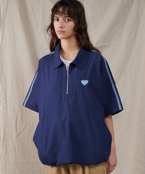 ONCILY(オンシェリー)の「HALF ZIP TRACK SHIRT / ハーフジップトラックシャツ(シャツ/ブラウス・メンズ・ネイビー/アイボリー・MEDIUM/LARGE)」の3枚目の写真