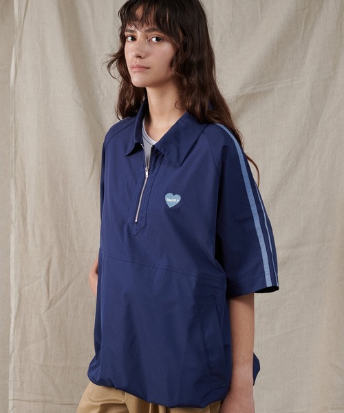 ONCILY(オンシェリー)の「HALF ZIP TRACK SHIRT / ハーフジップトラックシャツ(シャツ/ブラウス・メンズ・ネイビー/アイボリー・MEDIUM/LARGE)」の4枚目の写真