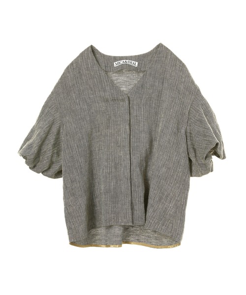 MICA&DEAL(マイカ&ディール)の「パフスリーブリネンブラウス(シャツ/ブラウス・レディース・マルチ/ホワイト×ブラック/ベージュ・FREE)」の5枚目の写真