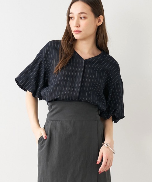 MICA&DEAL(マイカ&ディール)の「パフスリーブリネンブラウス(シャツ/ブラウス・レディース・マルチ/ホワイト×ブラック/ベージュ・FREE)」の21枚目の写真