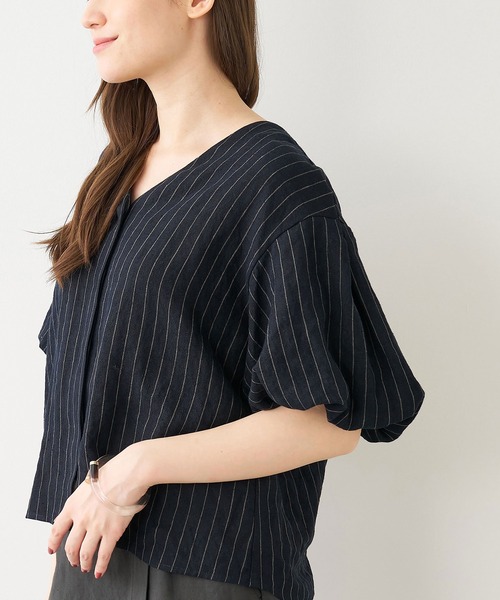 MICA&DEAL(マイカ&ディール)の「パフスリーブリネンブラウス(シャツ/ブラウス・レディース・マルチ/ホワイト×ブラック/ベージュ・FREE)」の16枚目の写真