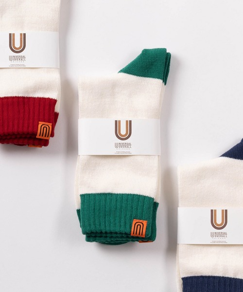 UNIVERSAL OVERALL（ユニバーサルオーバーオール）の「【94】【UNIVERSAL OVERALL/ユニバーサルオーバーオール】タイダイ/グラデーション/リンガー ワンポイント リブクルーソックス（ソックス/靴下・メンズ・サックスブルー/レモンイエロー/パープル/ブラック/ミント/オレンジ/グレー/イエロー/ブラック系/ブルー系/イエロー系/オレンジ系/グレー系/ライトグリーン系/パープル系/ブラック系1/ブラック系2/ネイビー系/ネイビー系1/グリーン系1/グリーン系2/グリーン系/パープル系1/イエロー系1/ブルー系1/レッド系/オレンジ系1/オレンジ系2・FREE）」の8枚目の写真
