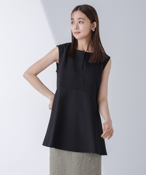 NANO universe(ナノユニバース)の「スリットファスナーノースリーブペプラムトップス(Tシャツ/カットソー・レディース・グレー系その他4/カーキブラウン/ブラック・FREE)」の12枚目の写真