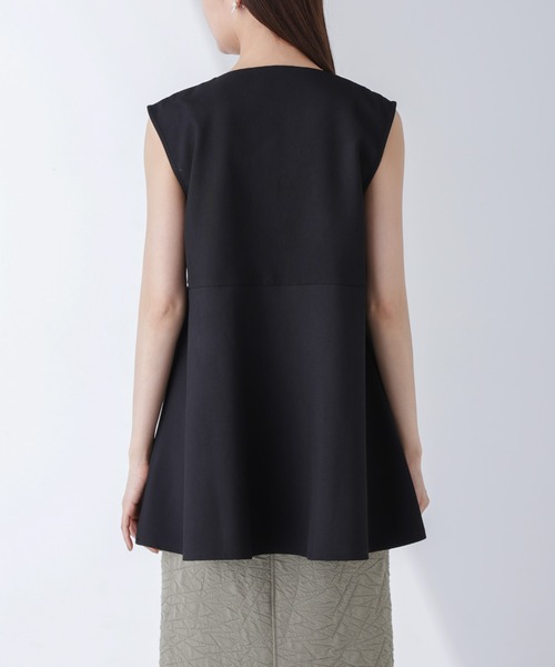【極美品】ナノユニバース　ペプラムトップス　半袖　ブラック セール 40%OFF】スクエアネックペプラムトップス 半袖(503799508