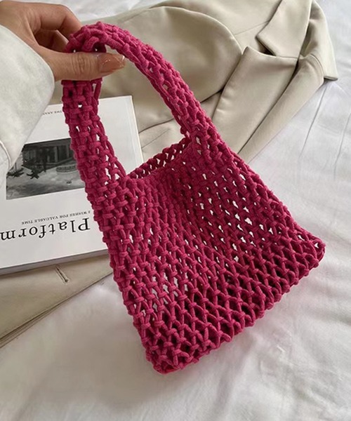 Teem Store(チームストア)の「コットンロープハンドBAG(ハンドバッグ・レディース・ローズ/ブラック/ホワイト/グリーン/ベージュ/パープル・F)」の6枚目の写真