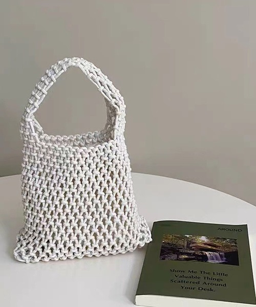 Teem Store(チームストア)の「コットンロープハンドBAG(ハンドバッグ・レディース・ローズ/ブラック/ホワイト/グリーン/ベージュ/パープル・F)」の2枚目の写真
