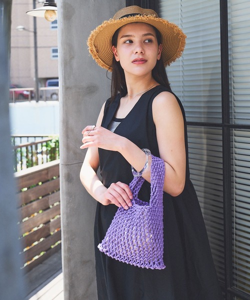 Teem Store(チームストア)の「コットンロープハンドBAG(ハンドバッグ・レディース・ローズ/ブラック/ホワイト/グリーン/ベージュ/パープル・F)」の9枚目の写真