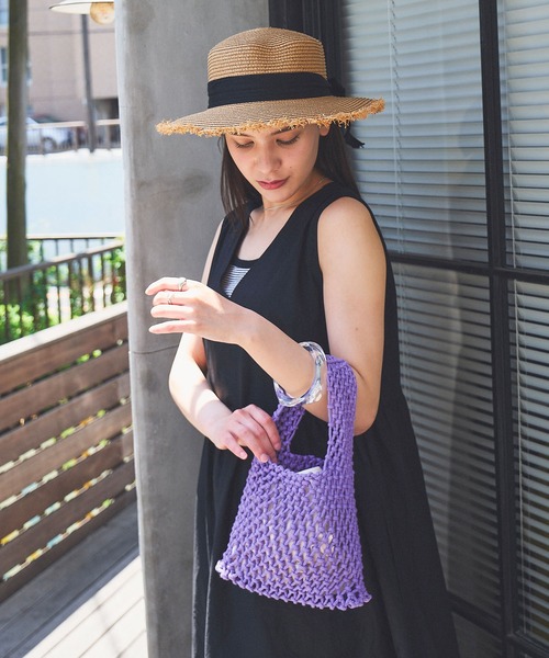 Teem Store(チームストア)の「コットンロープハンドBAG(ハンドバッグ・レディース・ローズ/ブラック/ホワイト/グリーン/ベージュ/パープル・F)」の12枚目の写真