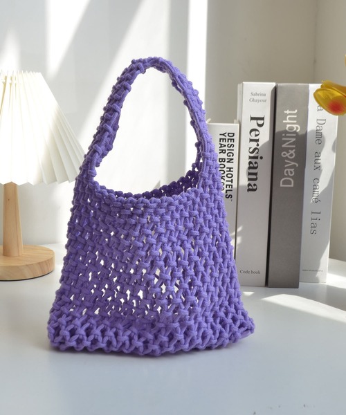 Teem Store(チームストア)の「コットンロープハンドBAG(ハンドバッグ・レディース・ローズ/ブラック/ホワイト/グリーン/ベージュ/パープル・F)」の8枚目の写真