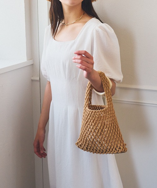 Teem Store(チームストア)の「コットンロープハンドBAG(ハンドバッグ・レディース・ローズ/ブラック/ホワイト/グリーン/ベージュ/パープル・F)」の19枚目の写真