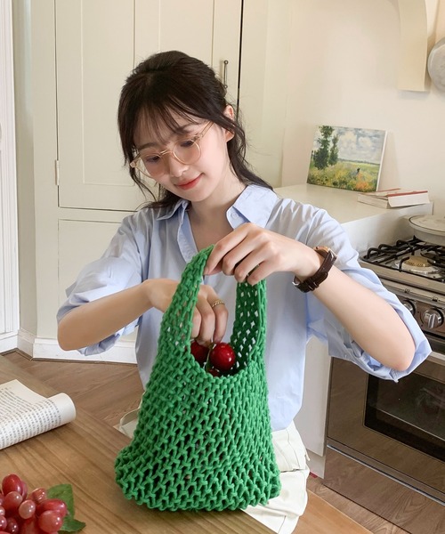 Teem Store(チームストア)の「コットンロープハンドBAG(ハンドバッグ・レディース・ローズ/ブラック/ホワイト/グリーン/ベージュ/パープル・F)」の13枚目の写真