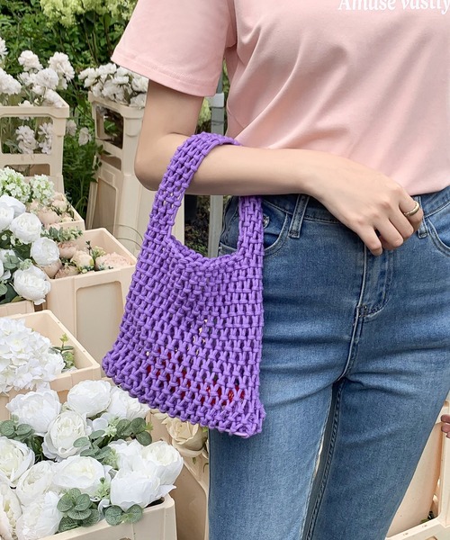 Teem Store(チームストア)の「コットンロープハンドBAG(ハンドバッグ・レディース・ローズ/ブラック/ホワイト/グリーン/ベージュ/パープル・F)」の10枚目の写真