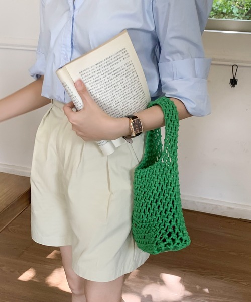 Teem Store(チームストア)の「コットンロープハンドBAG(ハンドバッグ・レディース・ローズ/ブラック/ホワイト/グリーン/ベージュ/パープル・F)」の15枚目の写真
