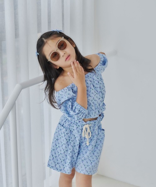 10C REPIPI（ジューシーレピピ）の「【10C REPIPI】フラワーパフブラウス【セットアップ対応】（シャツ/ブラウス・キッズ・アイボリー/サックスブルー・110cm/120cm/130cm）」の3枚目の写真