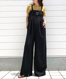 ストライプワイドベアサロペット